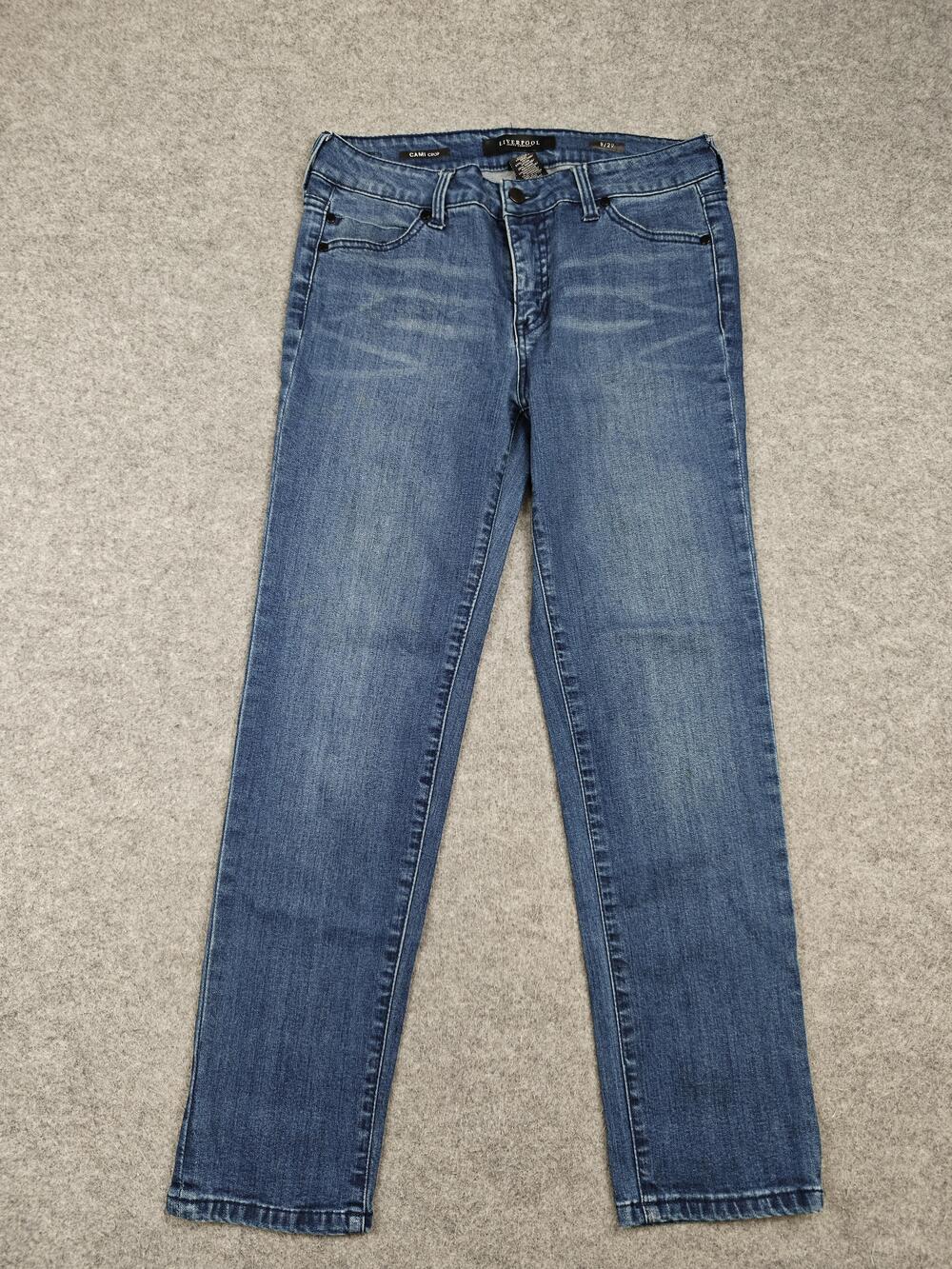 Liverpool Jeans Womens 8 Blue Cami Crop Slim Cropped Stretch 27 Inseam
